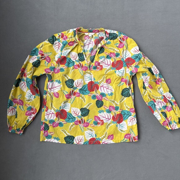 Boden Tops - Boden Popover Top Floral Long Sleeve Leaves‎ Blouse UK 10 Sz US 6 Yellow